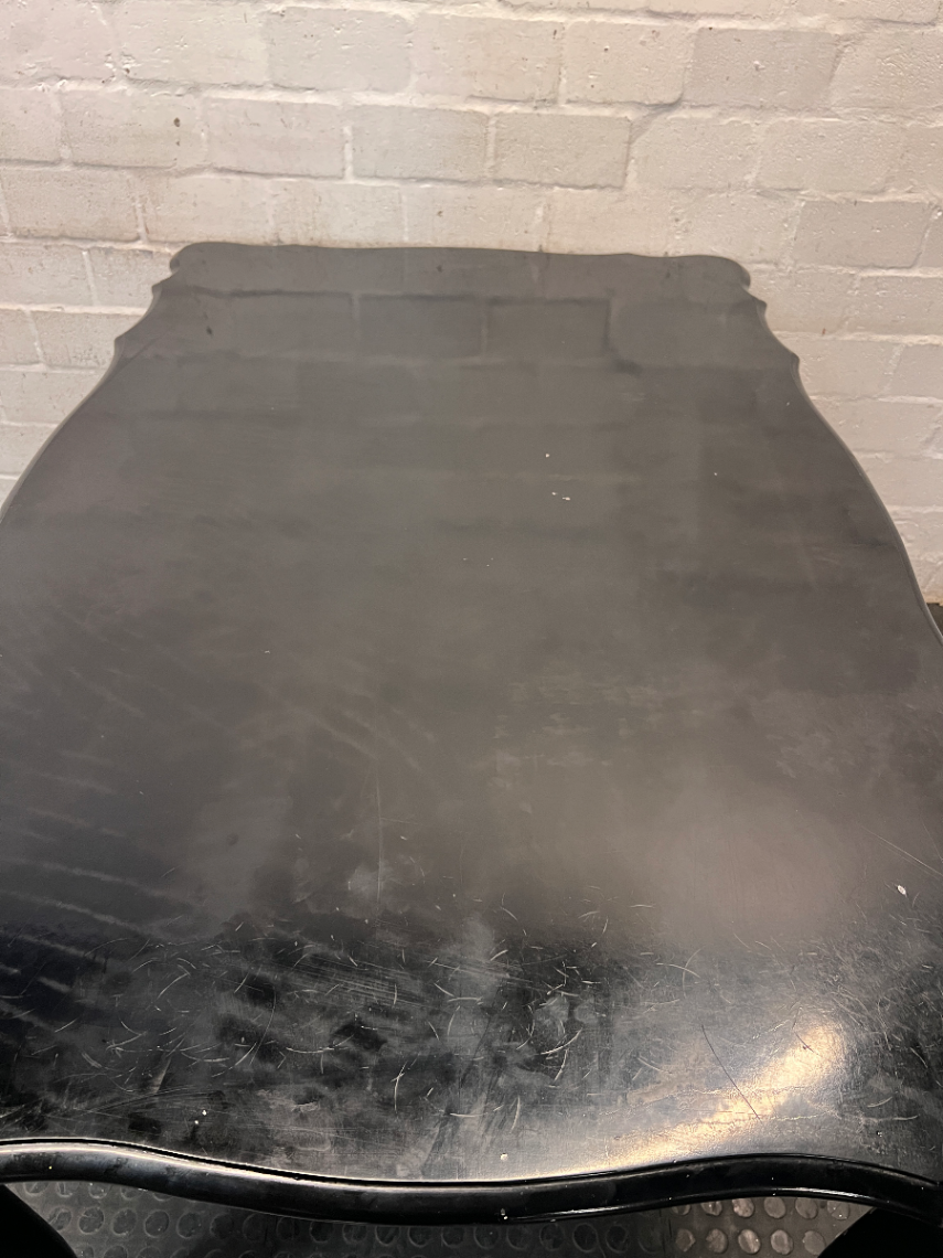 Black Ball and Claw Vintage Dining Table — Fair Condition with Visible Paint Wear