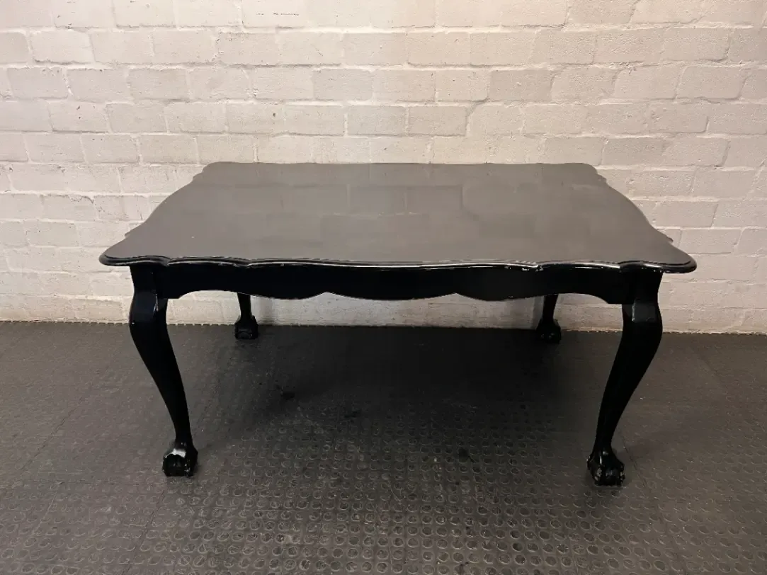 Black Ball and Claw Vintage Dining Table — Fair Condition with Visible Paint Wear