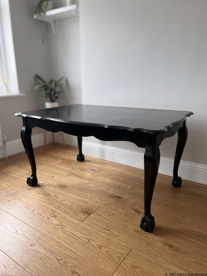 Black Ball and Claw Vintage Dining Table — Fair Condition with Visible Paint Wear