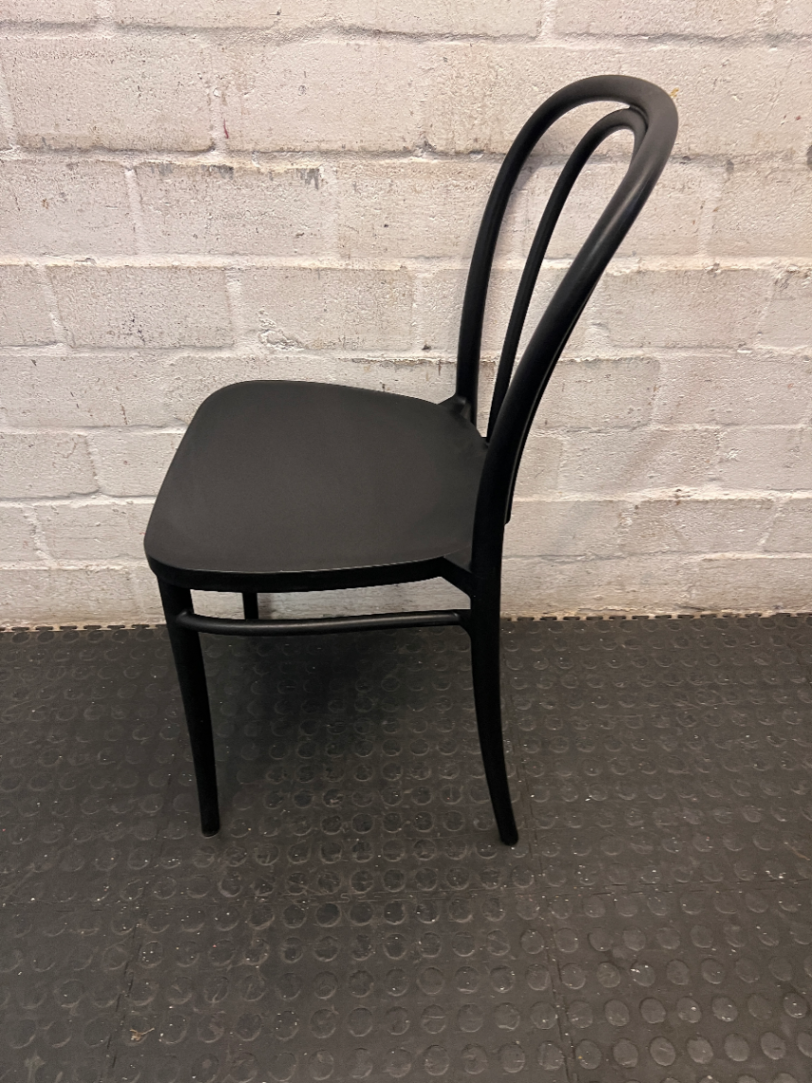 Black Bistro Style Synthetic Outdoor Chair — Clean Condition with Minimal Wear - 2ndhandwarehouse.com