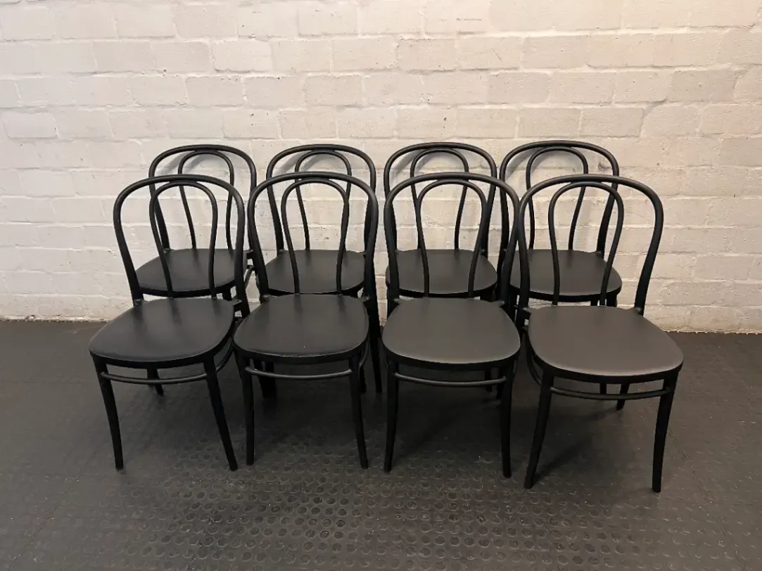 Black Bistro Style Synthetic Outdoor Chair — Clean Condition with Minimal Wear - 2ndhandwarehouse.com