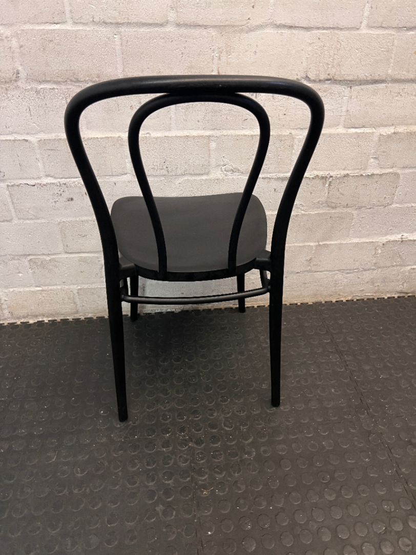 Black Bistro Style Synthetic Outdoor Chair — Clean Condition with Minimal Wear - 2ndhandwarehouse.com