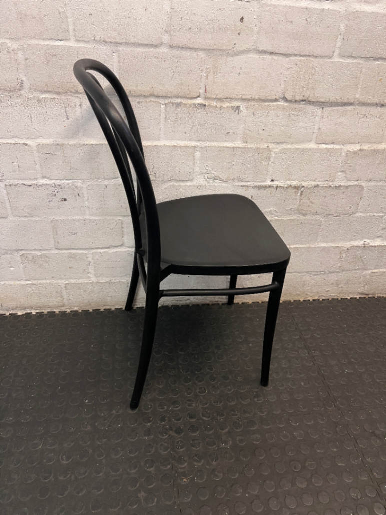 Black Bistro Style Synthetic Outdoor Chair — Clean Condition with Minimal Wear - 2ndhandwarehouse.com