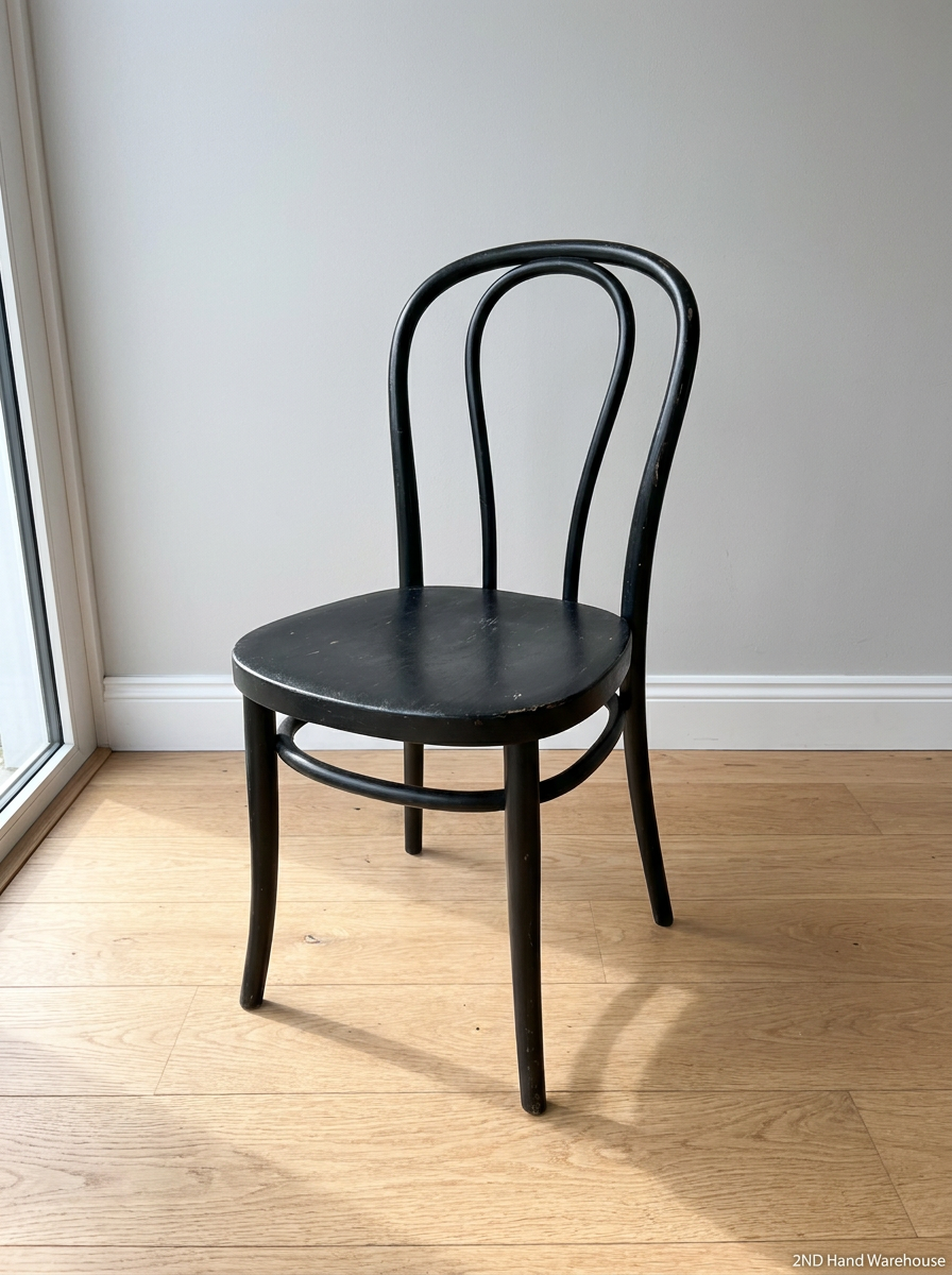 Black Bistro Style Synthetic Outdoor Chair — Clean Condition with Minimal Wear - 2ndhandwarehouse.com
