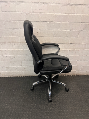 Black Ergonomic High-Back Office Chair with Chrome Base — Good Working Order