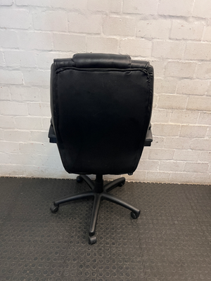 Black High-Back Executive Office Chair — Visible Wear to Upholstery