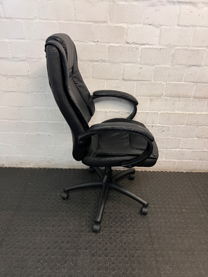 Black High-Back Executive Office Chair — Visible Wear to Upholstery