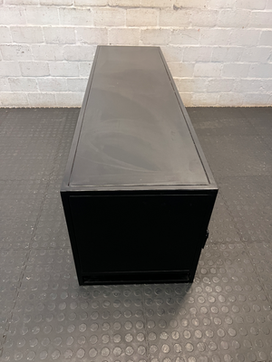 Black Industrial Metal 3-Door TV Unit - Fair Condition - 2ndhandwarehouse.com