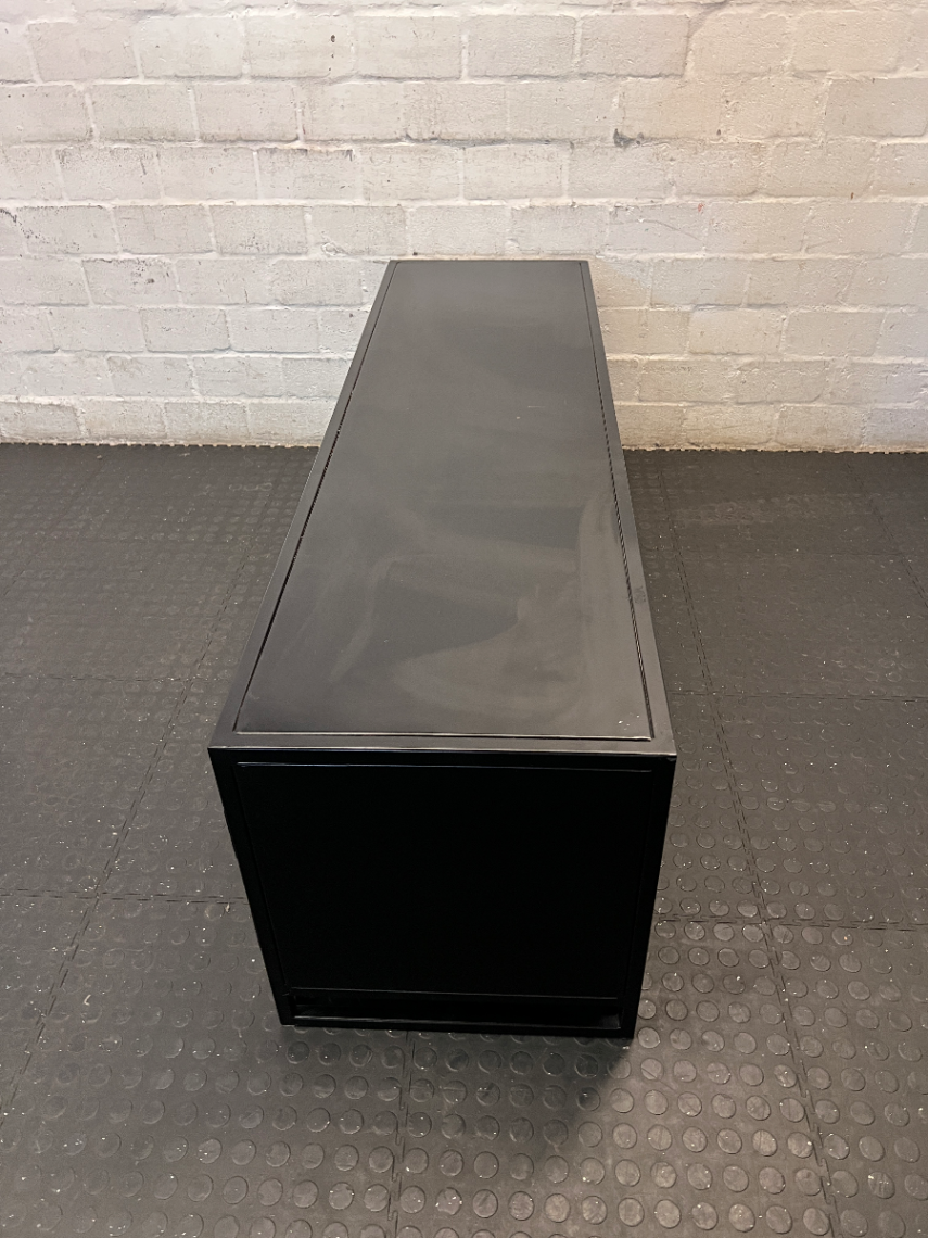 Black Industrial Metal 3-Door TV Unit - Fair Condition - 2ndhandwarehouse.com