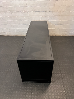 Black Industrial Metal 3-Door TV Unit - Fair Condition - 2ndhandwarehouse.com