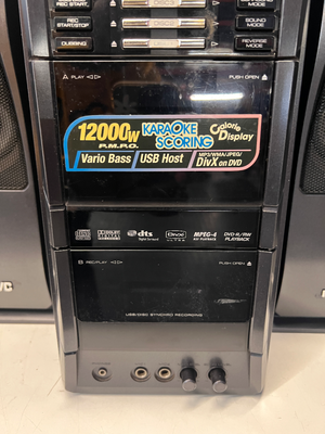 Black JVC Home Audio System with Speakers — Good Working Order in Fair Condition - 2ndhandwarehouse.com