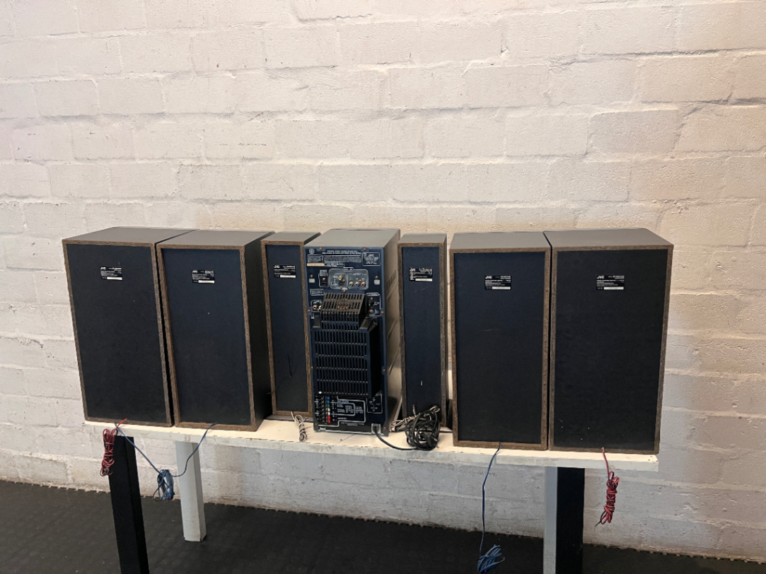 Black JVC Home Audio System with Speakers — Good Working Order in Fair Condition - 2ndhandwarehouse.com