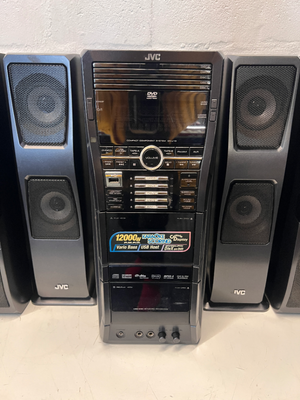 Black JVC Home Audio System with Speakers — Good Working Order in Fair Condition - 2ndhandwarehouse.com