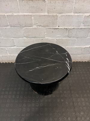 Black Marble Top Side Table - Visible Wear to Base - 2ndhandwarehouse.com