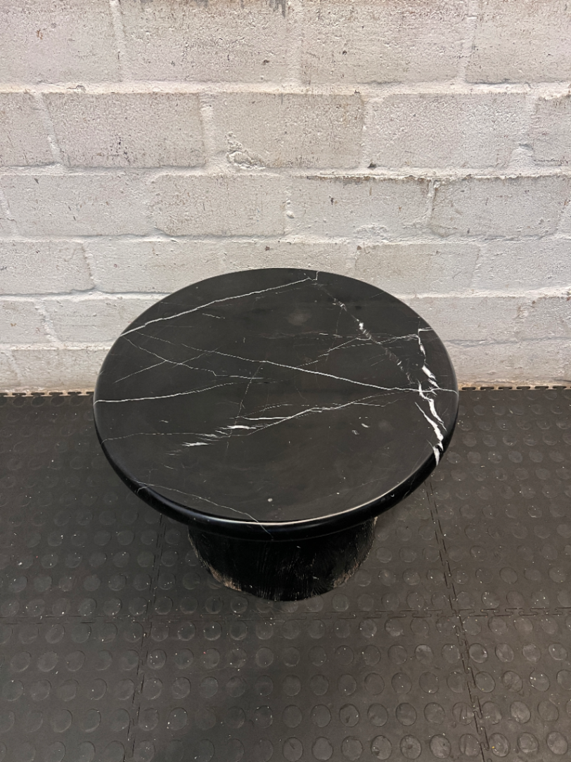 Black Marble Top Side Table - Visible Wear to Base - 2ndhandwarehouse.com