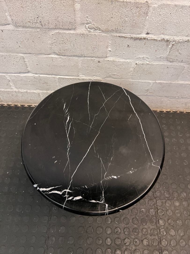 Black Marble Top Side Table - Visible Wear to Base - 2ndhandwarehouse.com
