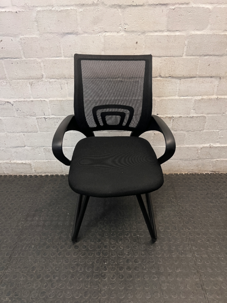 Black Mesh Back Office Chair with Curved Armrests — Good Working Order