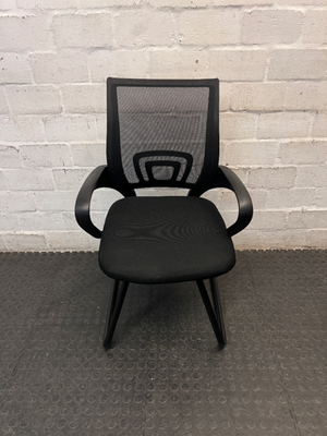 Black Mesh Back Office Chair with Curved Armrests — Good Working Order