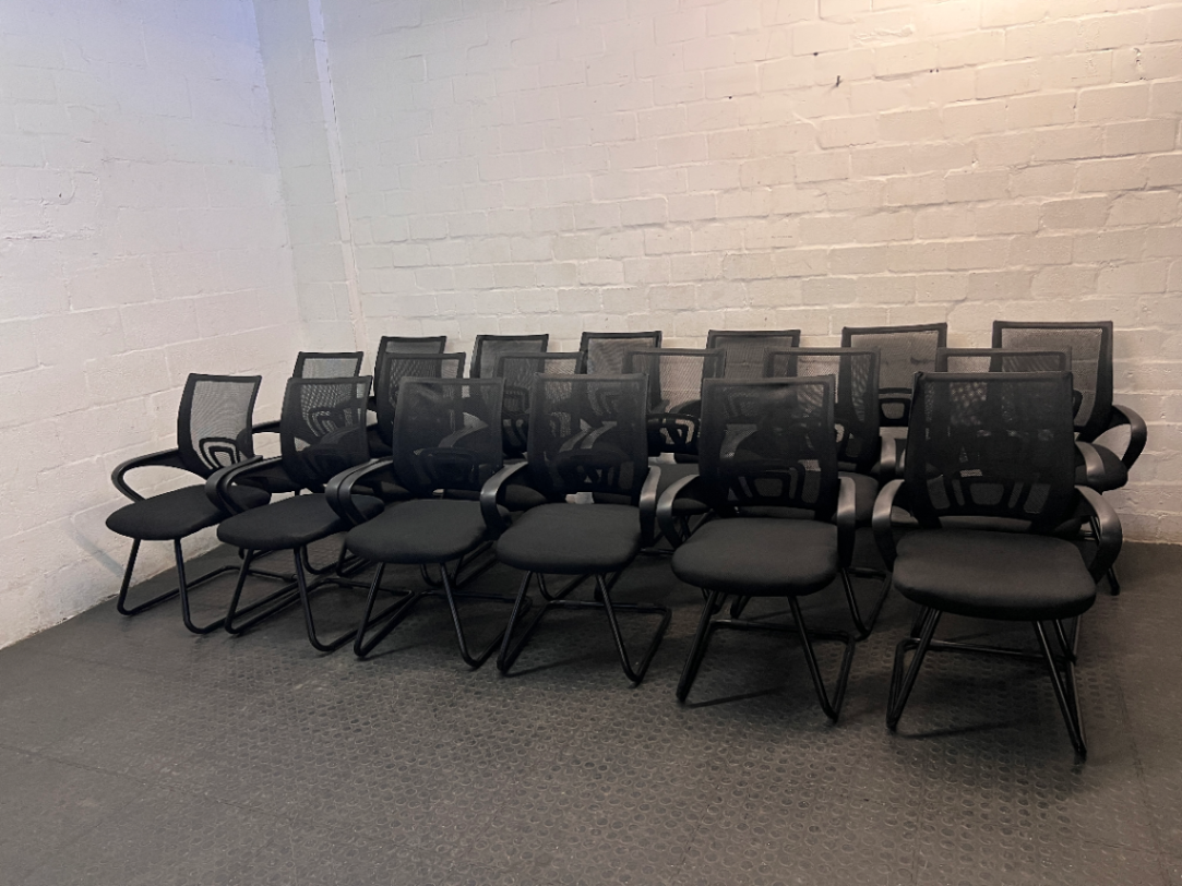 Black Mesh Back Office Chair with Curved Armrests — Good Working Order