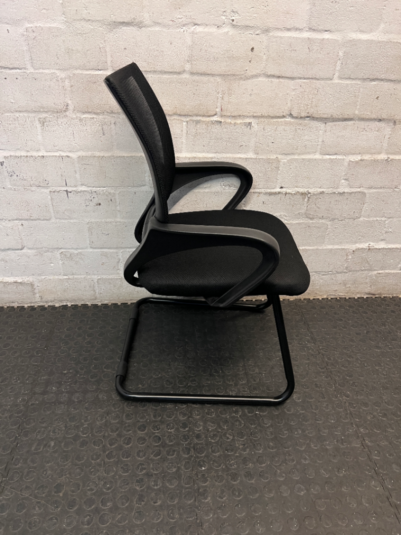 Black Mesh Back Office Chair with Curved Armrests — Good Working Order