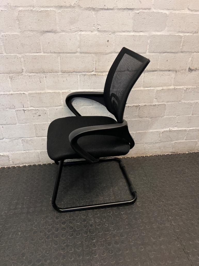 Black Mesh Back Office Chair with Curved Armrests — Good Working Order