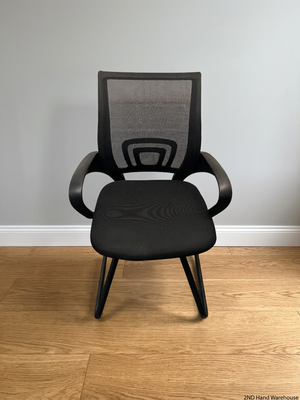 Black Mesh Back Office Chair with Curved Armrests — Good Working Order