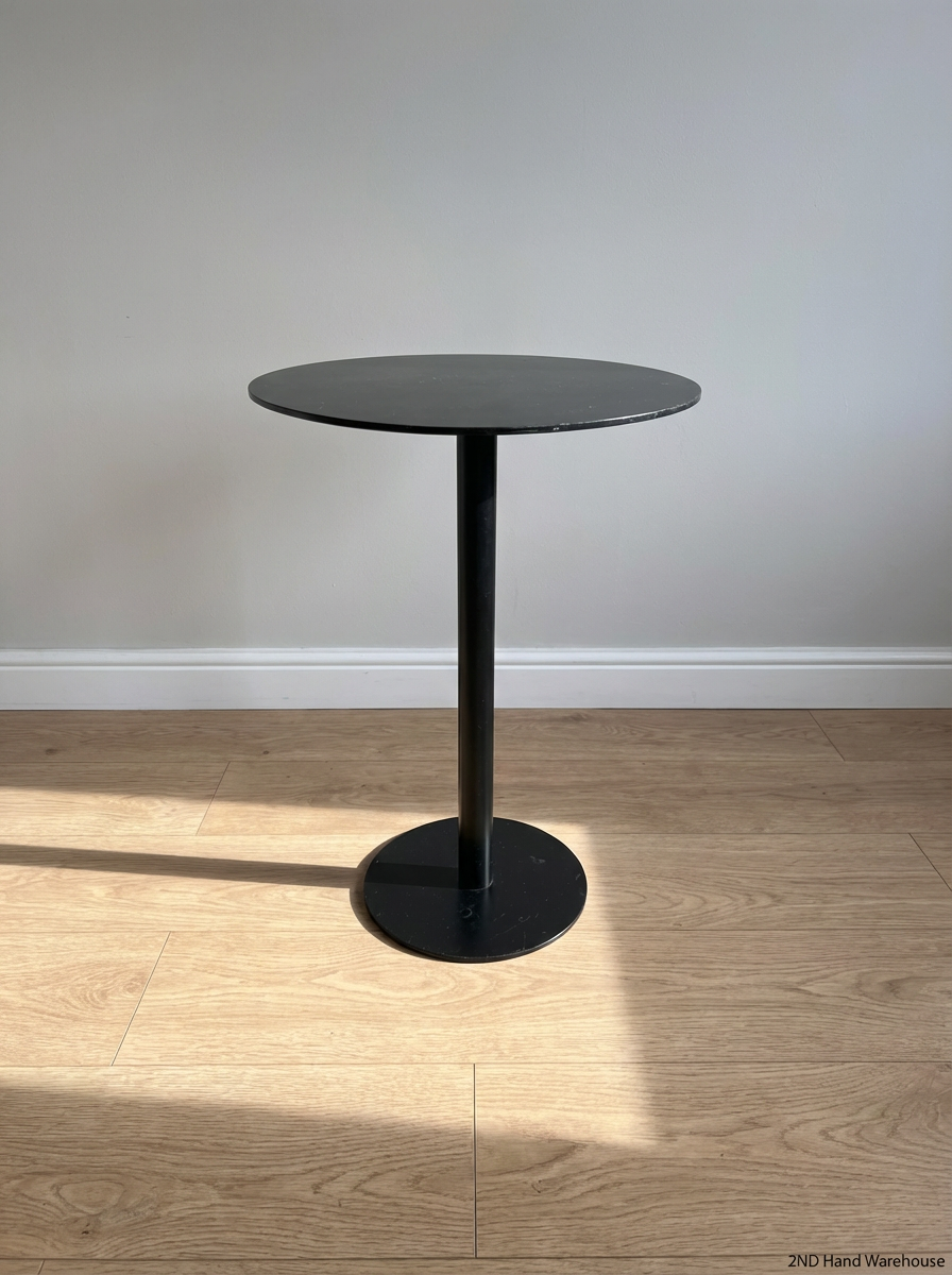 Black Pedestal Side Table - Fair Condition with Surface Wear - 2ndhandwarehouse.com