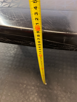 Black Plastic Outdoor Table - Bowed/Well Used Condition - 2ndhandwarehouse.com