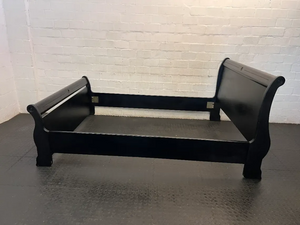 Black Queen Sleigh Bed Frame & Side Tables - Missing Middle Slats - 2ndhandwarehouse.com