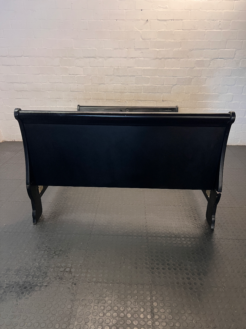 Black Queen Sleigh Bed Frame & Side Tables - Missing Middle Slats - 2ndhandwarehouse.com