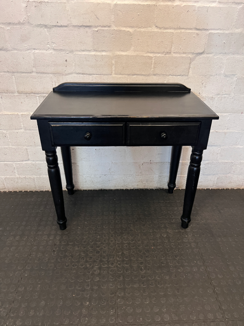 Black Two-Drawer Office Desk with Turned Legs - 2ndhandwarehouse.com