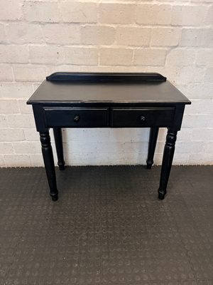 Black Two-Drawer Office Desk with Turned Legs - 2ndhandwarehouse.com