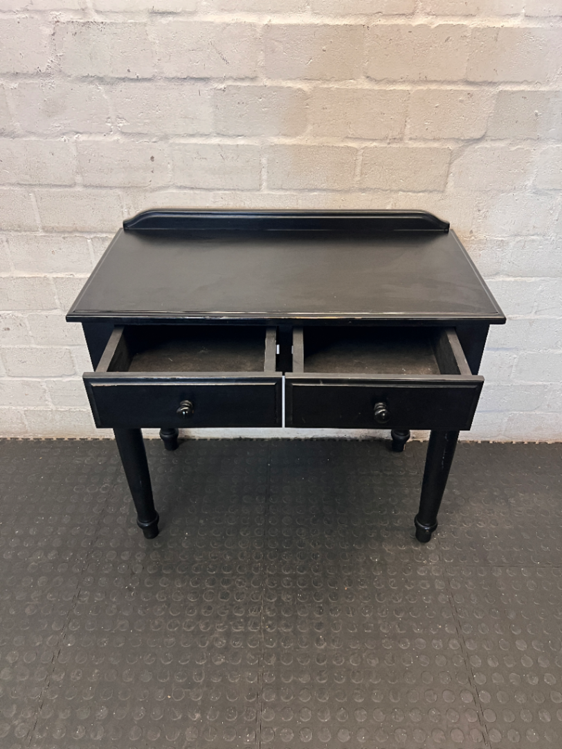 Black Two-Drawer Office Desk with Turned Legs - 2ndhandwarehouse.com