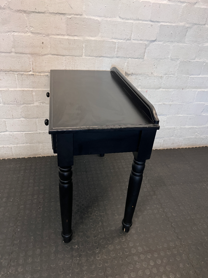 Black Two-Drawer Office Desk with Turned Legs - 2ndhandwarehouse.com
