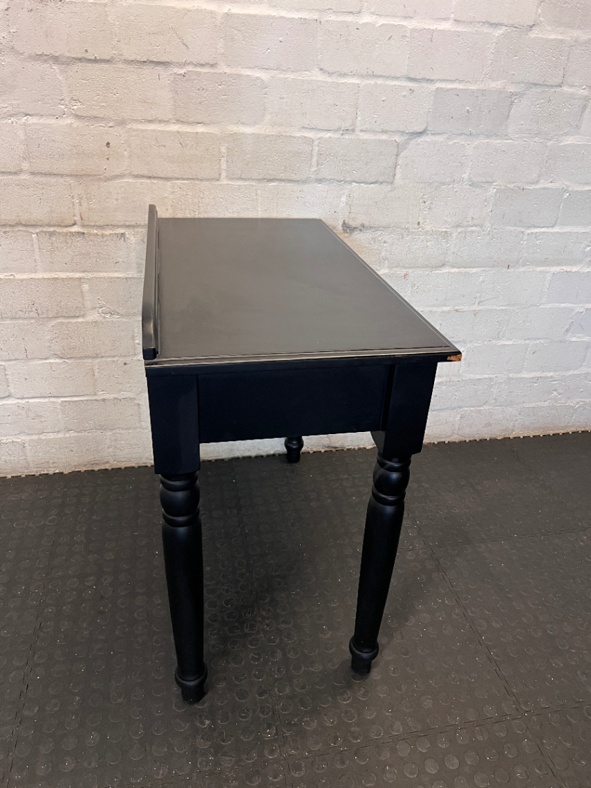 Black Two-Drawer Office Desk with Turned Legs - 2ndhandwarehouse.com