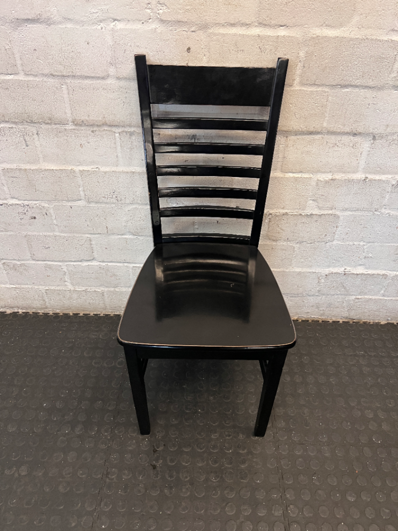 Black Wooden Ladder-Back Dining Chair - 2ndhandwarehouse.com