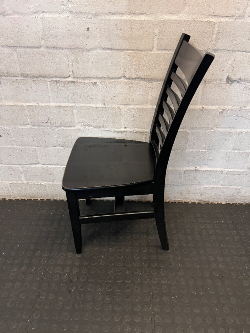 Black Wooden Ladder-Back Dining Chair - 2ndhandwarehouse.com