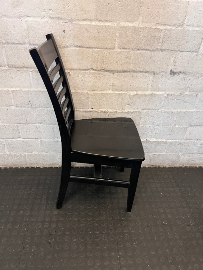 Black Wooden Ladder-Back Dining Chair - 2ndhandwarehouse.com