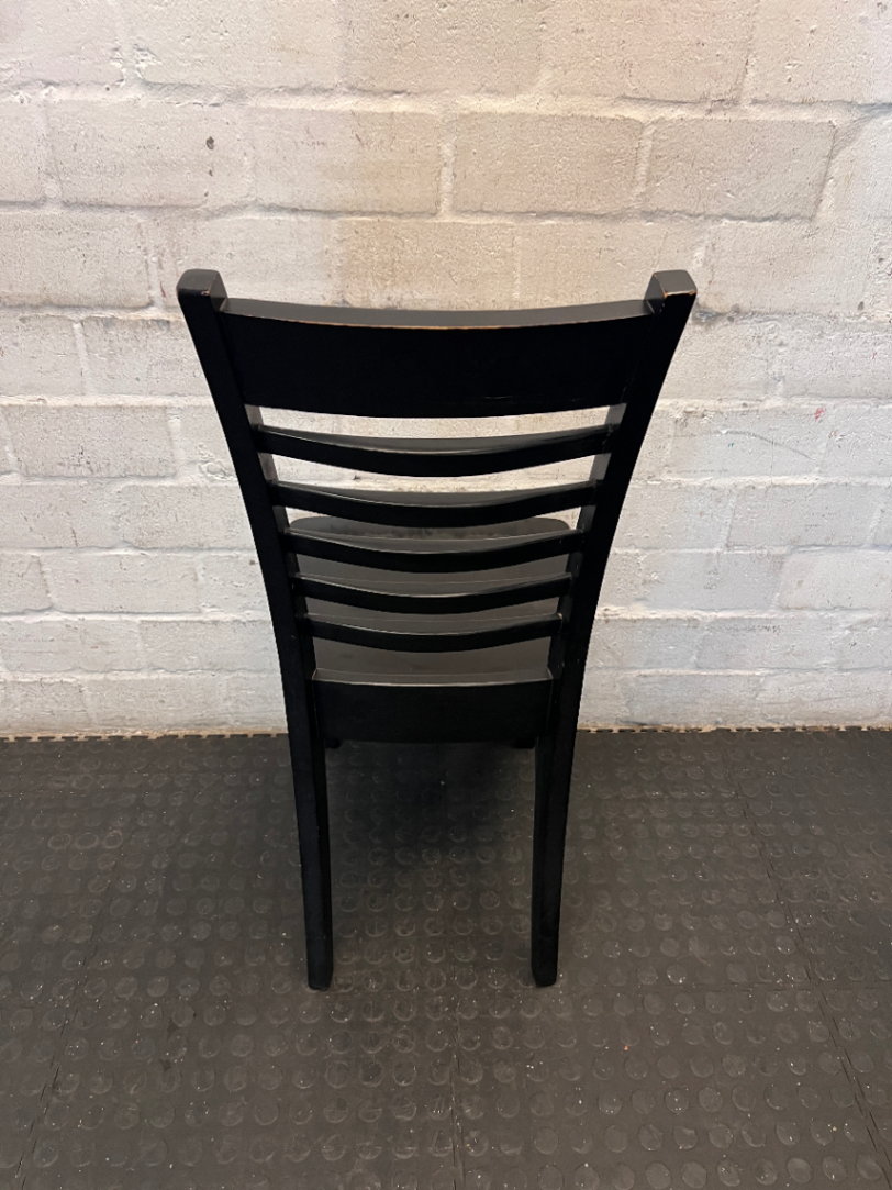 Black Wooden Ladder-Back Dining Chair - 2ndhandwarehouse.com