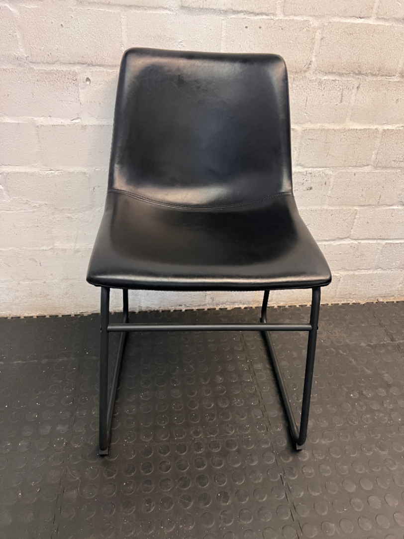 Black @home Dining Chair with Sled Base — Minor Scuffing and Creasing on Upholstery - 2ndhandwarehouse.com