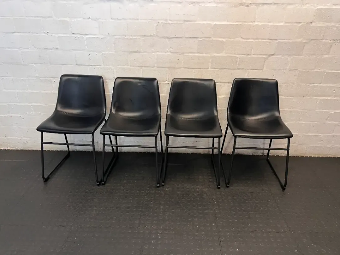 Black @home Dining Chair with Sled Base — Minor Scuffing and Creasing on Upholstery - 2ndhandwarehouse.com