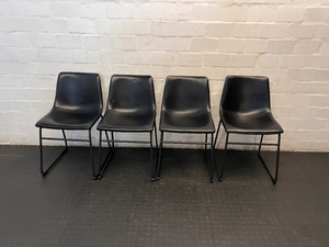 Black @home Dining Chair with Sled Base — Minor Scuffing and Creasing on Upholstery - 2ndhandwarehouse.com