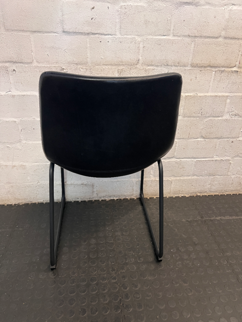 Black @home Dining Chair with Sled Base — Minor Scuffing and Creasing on Upholstery - 2ndhandwarehouse.com