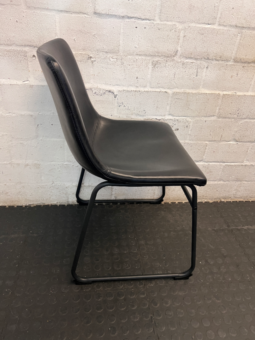 Black @home Dining Chair with Sled Base — Minor Scuffing and Creasing on Upholstery - 2ndhandwarehouse.com