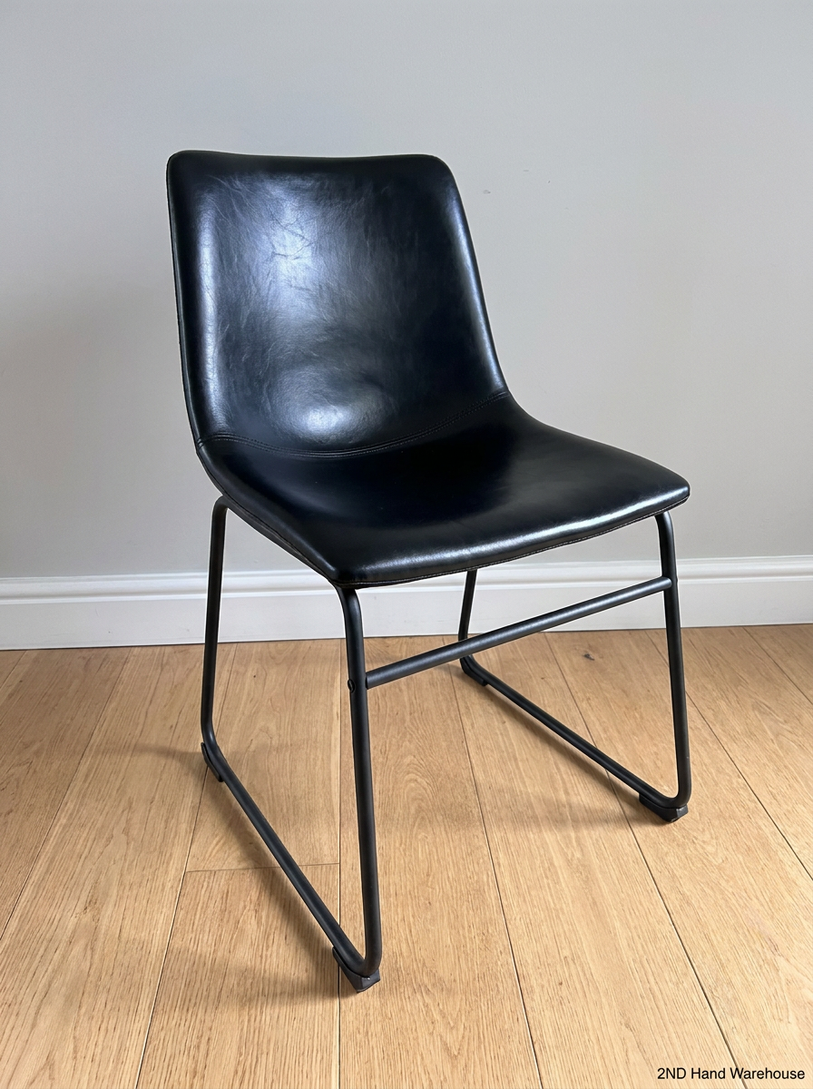 Black @home Dining Chair with Sled Base — Minor Scuffing and Creasing on Upholstery - 2ndhandwarehouse.com