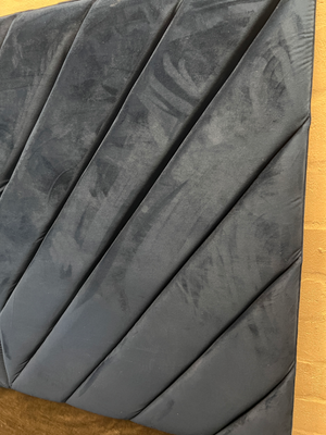 Blue Chevron Upholstered Queen Headboard — Good Working Order