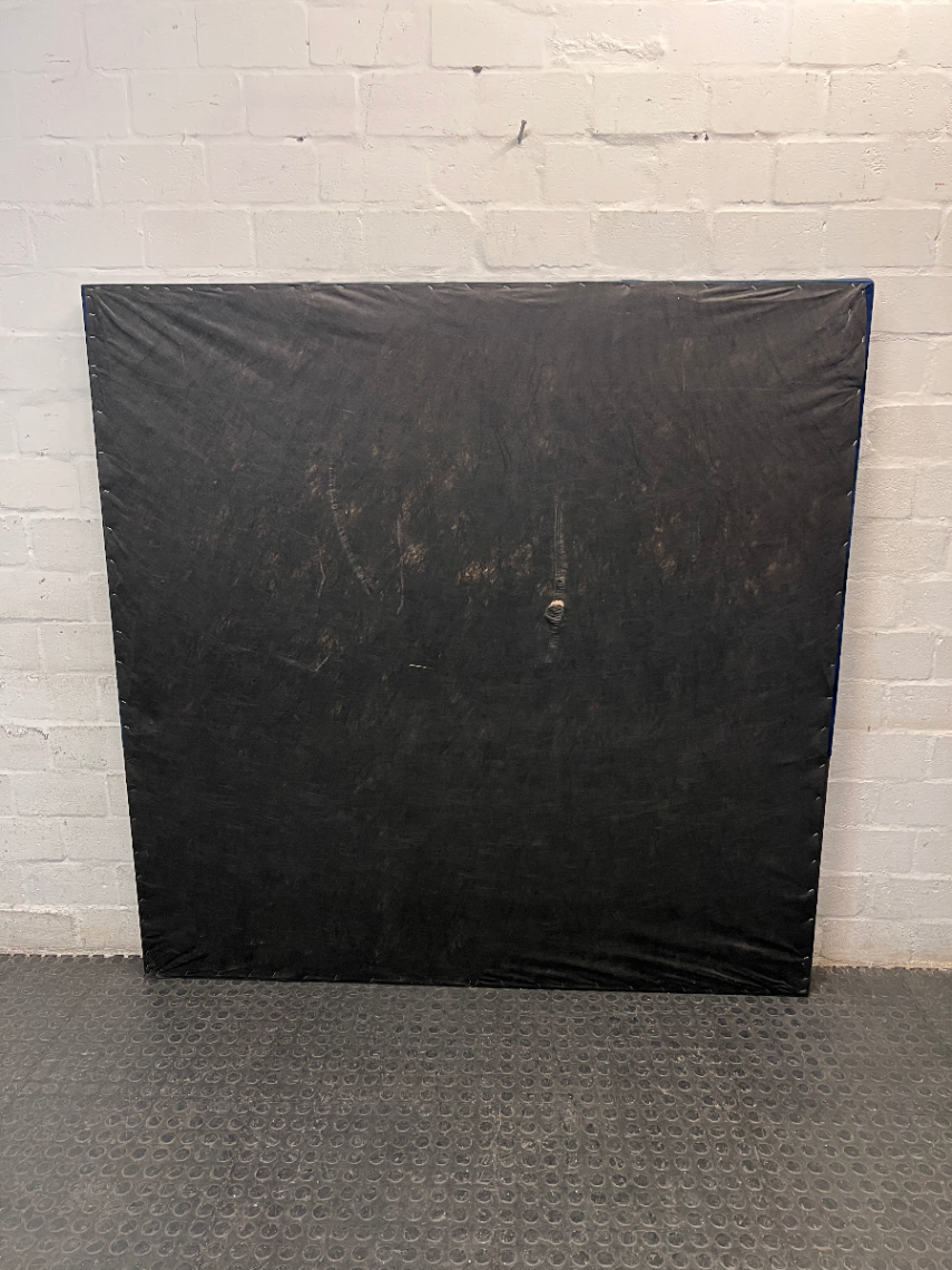 Blue Chevron Upholstered Queen Headboard — Good Working Order