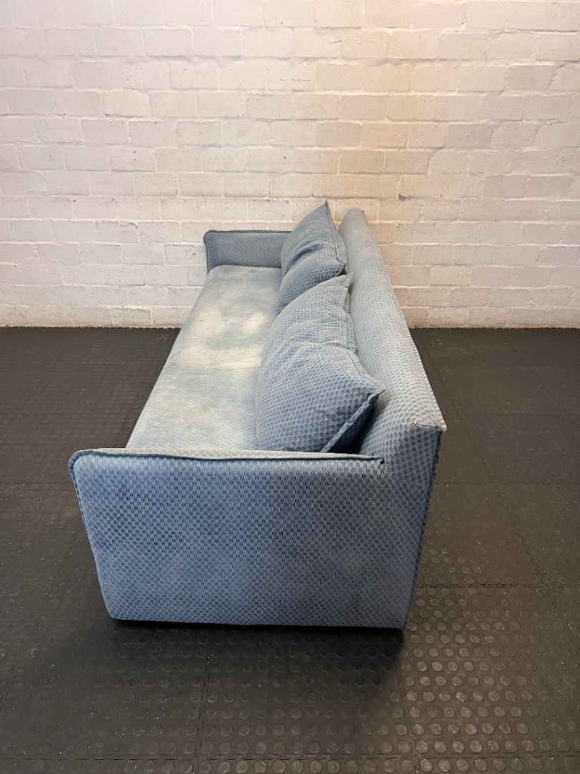 Blue Fabric 3-Seater Couch - Significant Staining on Seat - 2ndhandwarehouse.com