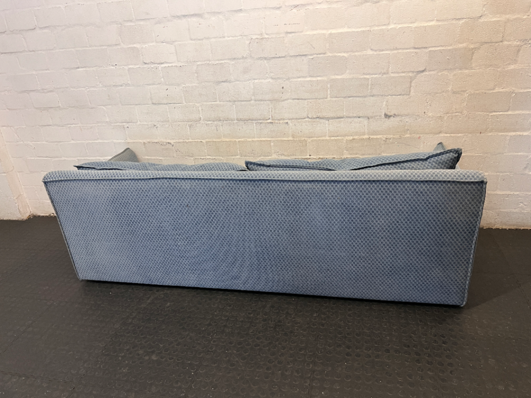 Blue Fabric 3-Seater Couch - Significant Staining on Seat - 2ndhandwarehouse.com