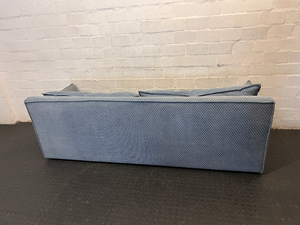 Blue Fabric 3-Seater Couch - Significant Staining on Seat - 2ndhandwarehouse.com